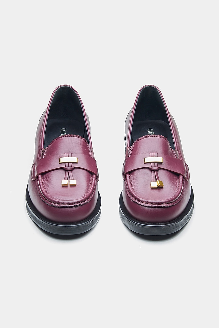 Maroon Genuine Leather Loafers by Oroh at Pernia's Pop Up Shop