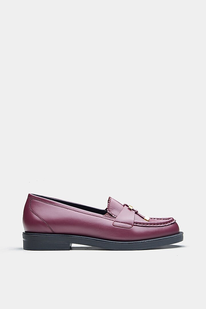 Maroon Genuine Leather Loafers by Oroh at Pernia's Pop Up Shop