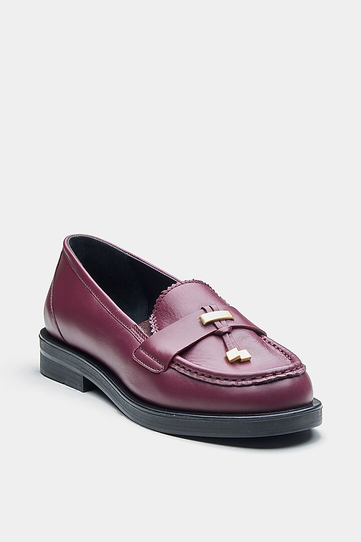 Maroon Genuine Leather Loafers by Oroh at Pernia's Pop Up Shop