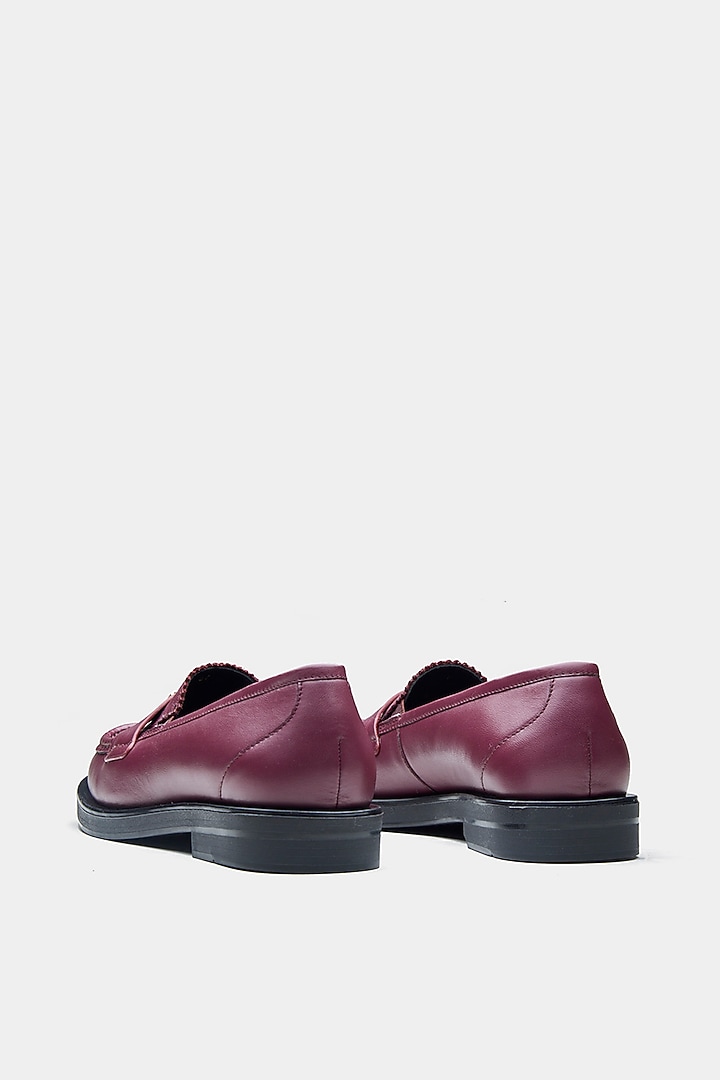 Maroon Genuine Leather Loafers by Oroh at Pernia's Pop Up Shop