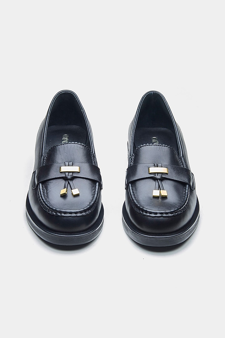 Black Genuine Leather Loafers by Oroh at Pernia's Pop Up Shop