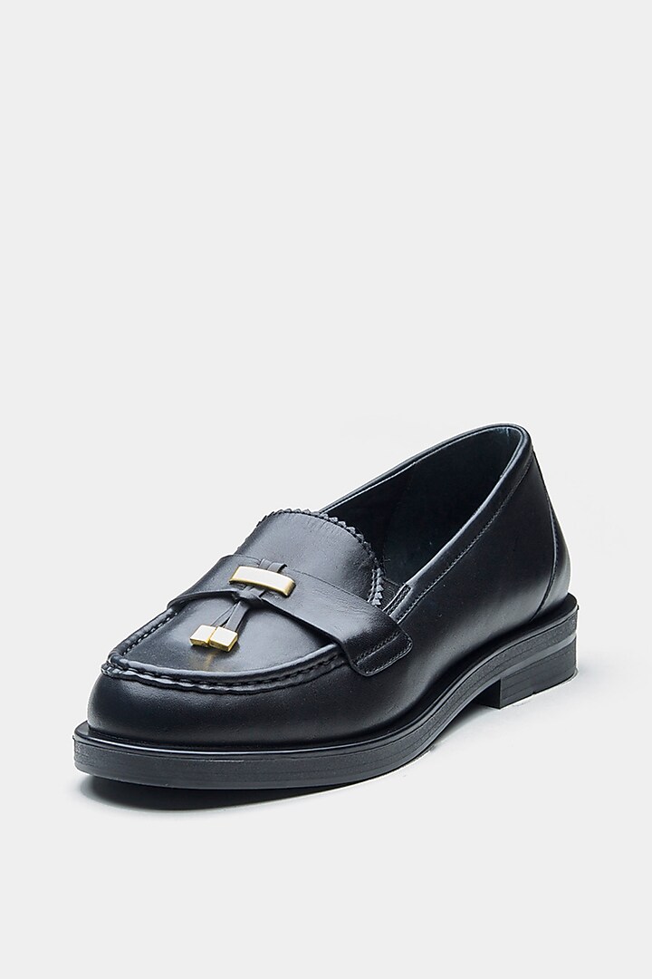 Black Genuine Leather Loafers by Oroh at Pernia's Pop Up Shop