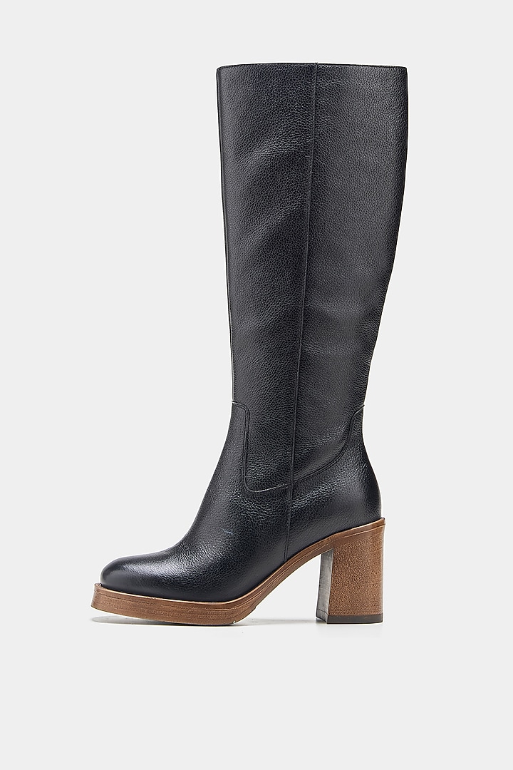 Black Genuine Leather Long Boots by Oroh at Pernia's Pop Up Shop