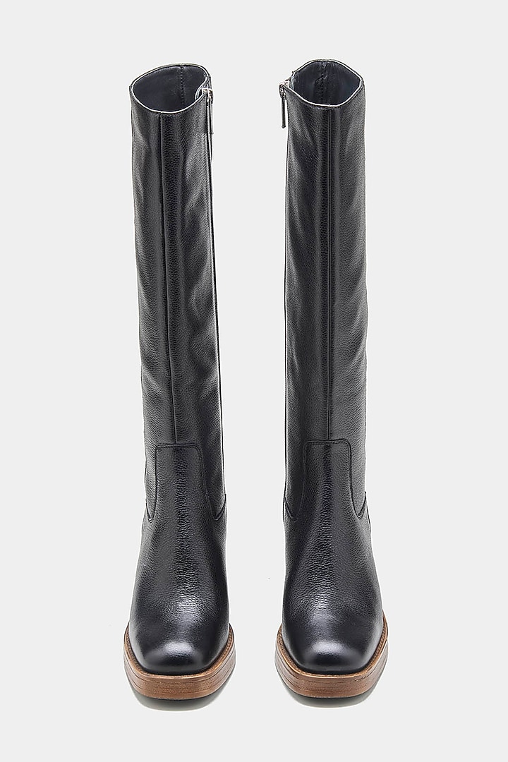 Black Genuine Leather Long Boots by Oroh at Pernia's Pop Up Shop