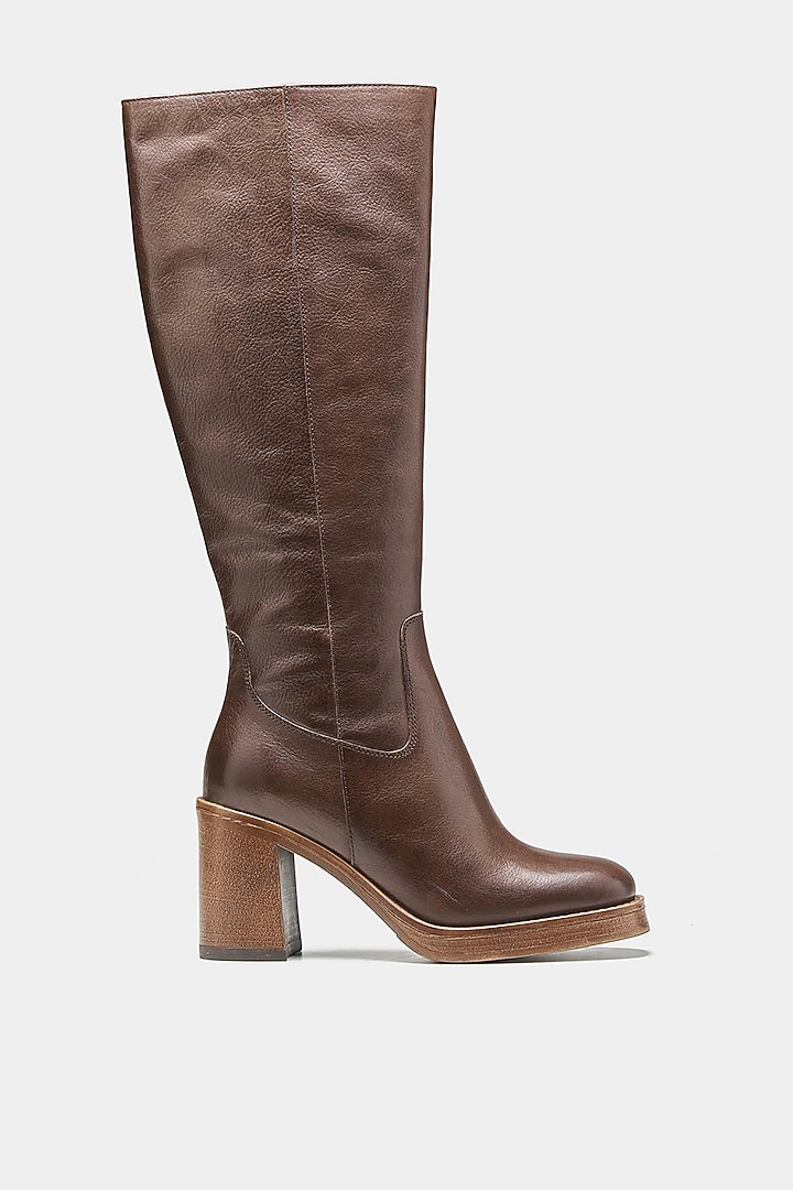 Brown Genuine Leather Long Boots by Oroh at Pernia's Pop Up Shop
