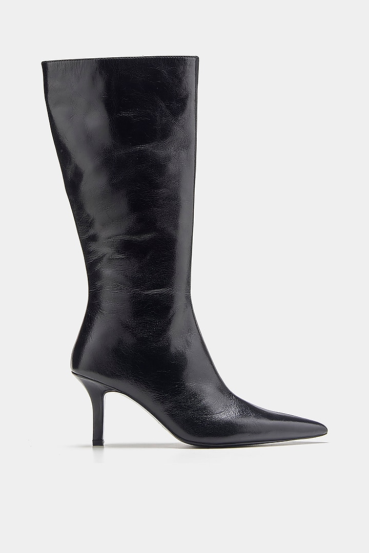 Black Genuine Leather Long Boots by Oroh at Pernia's Pop Up Shop
