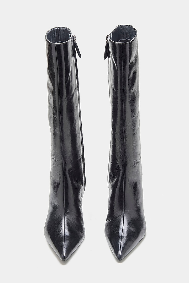 Black Genuine Leather Long Boots by Oroh at Pernia's Pop Up Shop