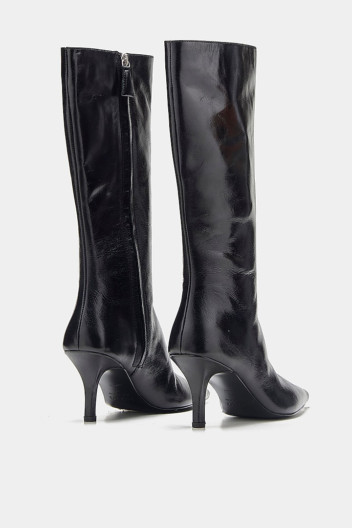 Black Genuine Leather Long Boots by Oroh at Pernia's Pop Up Shop