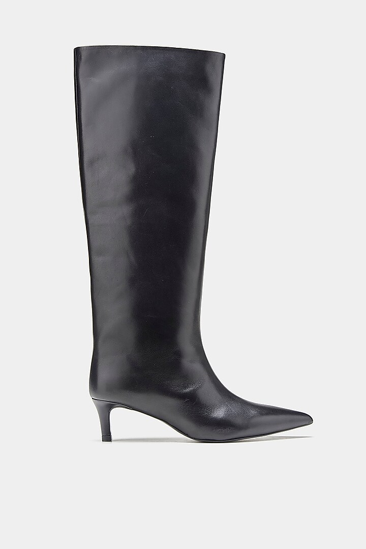 Black Genuine Leather Long Boots by Oroh at Pernia's Pop Up Shop