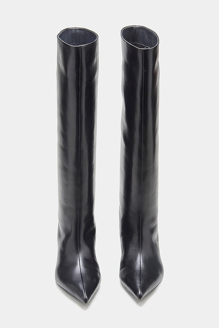 Black Genuine Leather Long Boots by Oroh at Pernia's Pop Up Shop