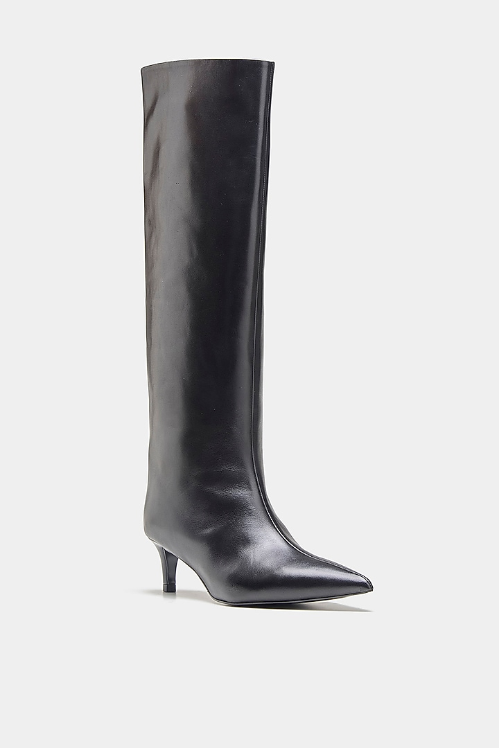 Black Genuine Leather Long Boots by Oroh at Pernia's Pop Up Shop