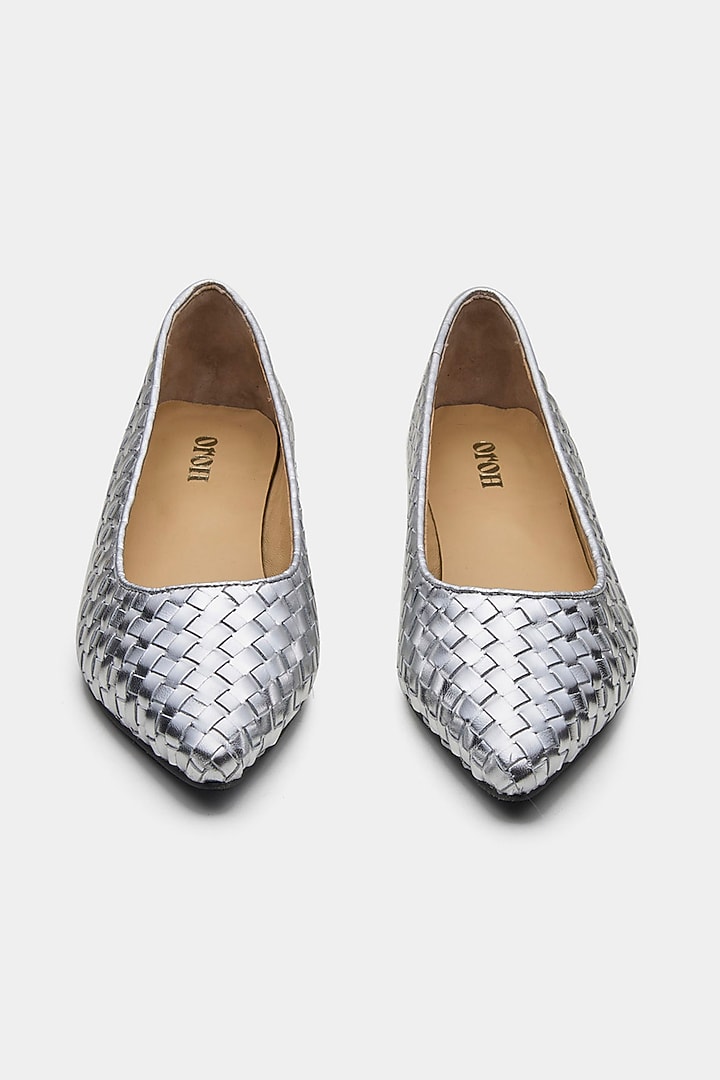 Silver Shimmer Genuine Leather Textured Pumps by Oroh at Pernia's Pop Up Shop