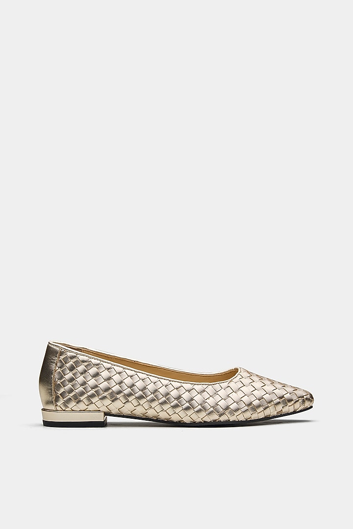 Gold Shimmer Genuine Leather Textured Pumps by Oroh at Pernia's Pop Up Shop
