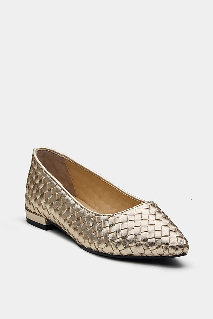 Gold Shimmer Genuine Leather Textured Pumps by Oroh at Pernia's Pop Up Shop