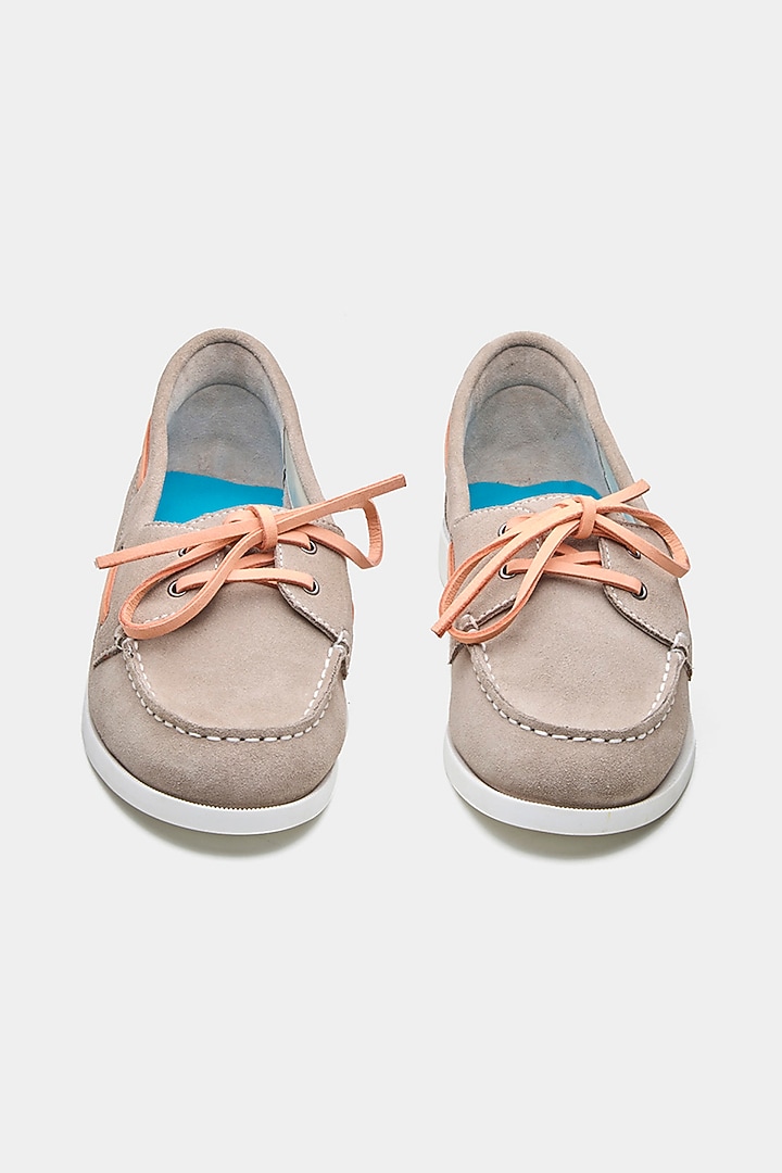 Grey Genuine Leather Loafers by Oroh at Pernia's Pop Up Shop