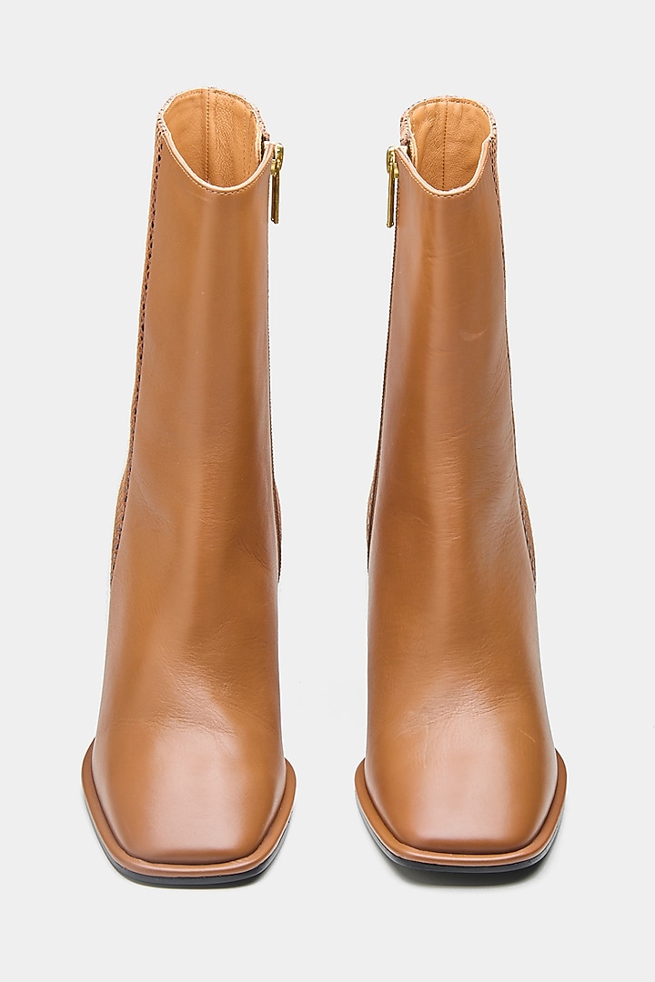 Tan Genuine Leather Ankle Boots by Oroh at Pernia's Pop Up Shop