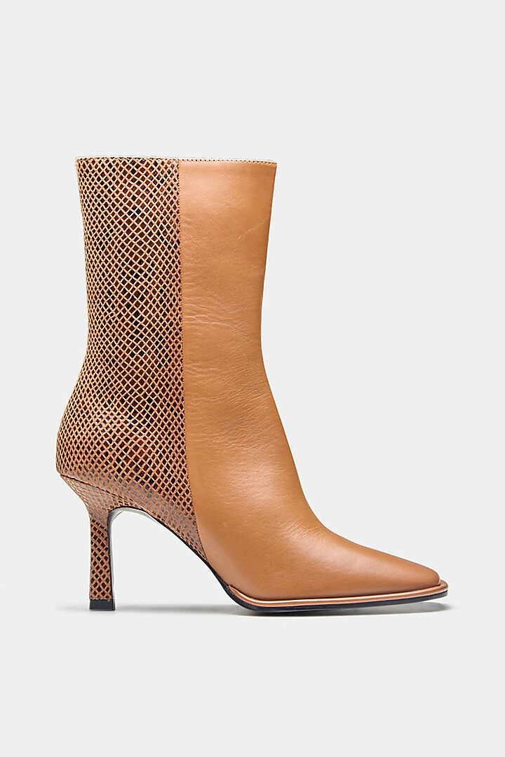 Tan Genuine Leather Ankle Boots by Oroh at Pernia's Pop Up Shop
