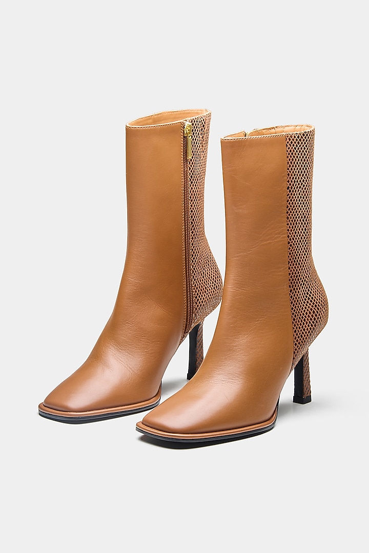 Tan Genuine Leather Ankle Boots by Oroh at Pernia's Pop Up Shop