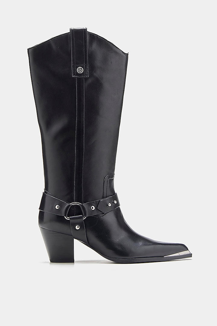 Black Genuine Leather Long Boots by Oroh at Pernia's Pop Up Shop