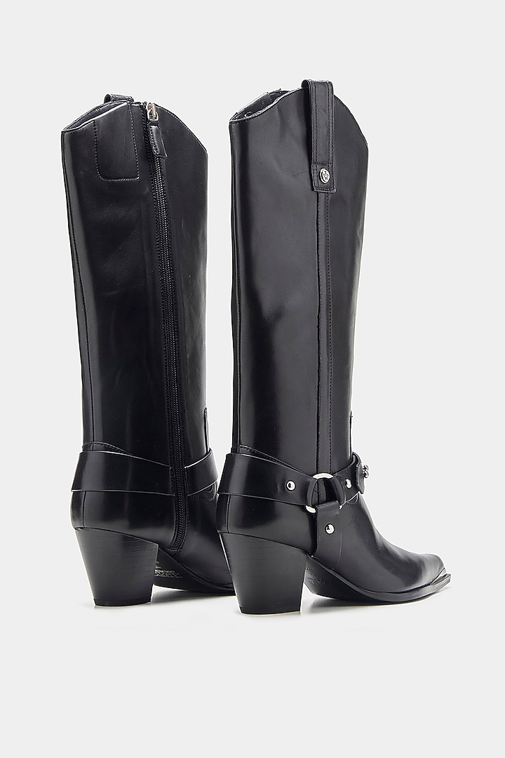 Black Genuine Leather Long Boots by Oroh at Pernia's Pop Up Shop