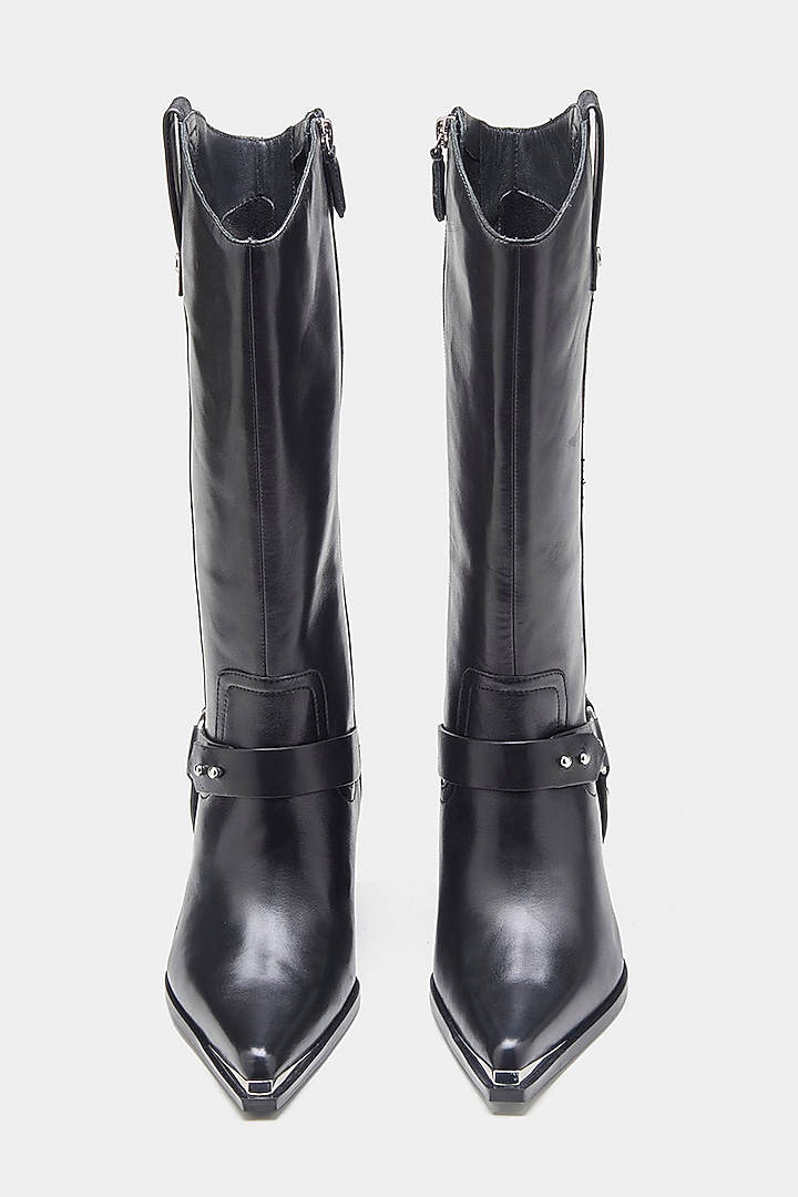 Black Genuine Leather Long Boots by Oroh at Pernia's Pop Up Shop