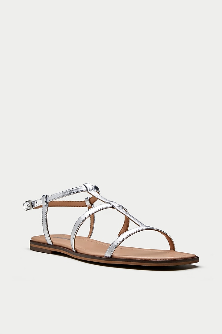 Silver Genuine Leather Flats by Oroh at Pernia's Pop Up Shop