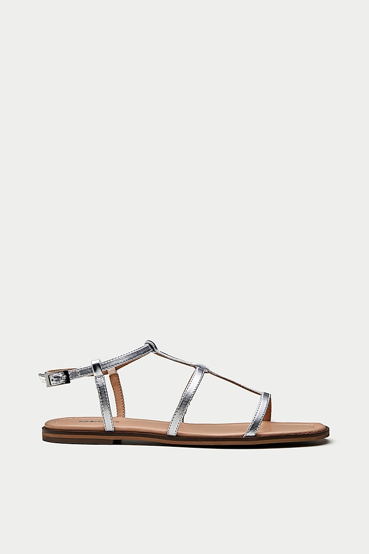Silver Genuine Leather Flats by Oroh at Pernia's Pop Up Shop