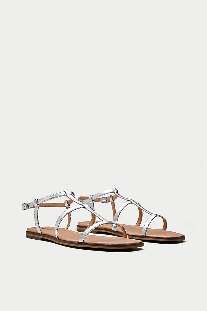 Silver Genuine Leather Flats by Oroh at Pernia's Pop Up Shop