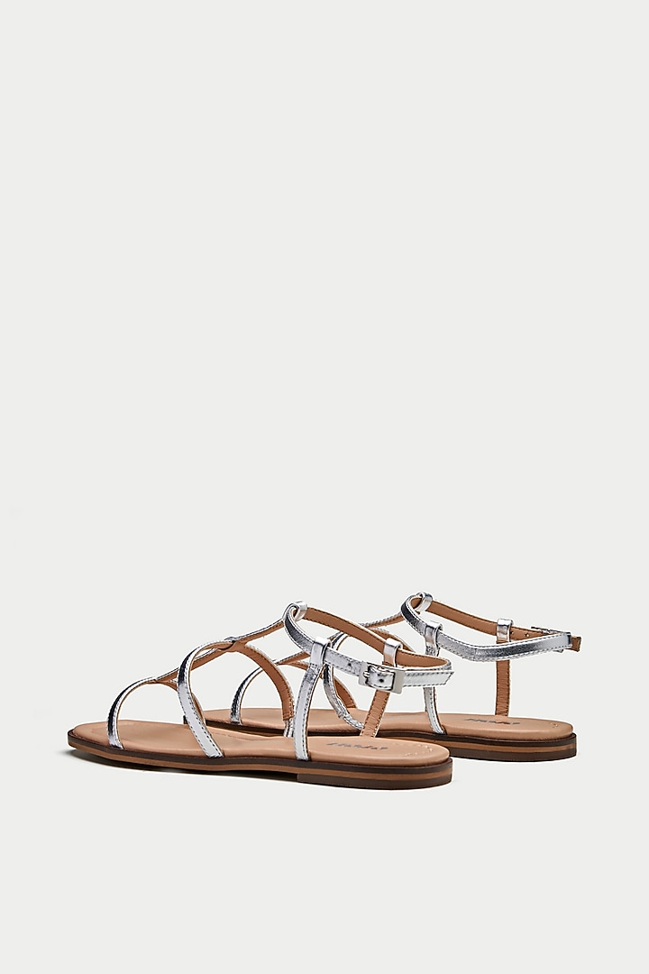 Silver Genuine Leather Flats by Oroh at Pernia's Pop Up Shop