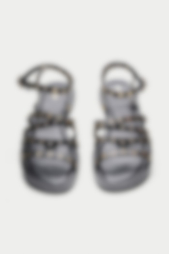 Black Genuine Leather Flats by Oroh at Pernia's Pop Up Shop