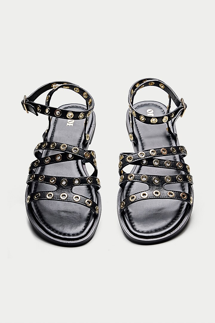 Black Genuine Leather Flats by Oroh at Pernia's Pop Up Shop