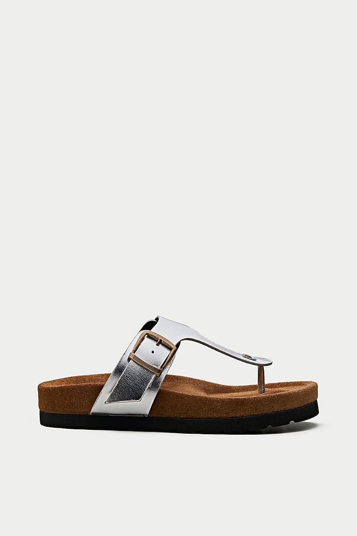 Silver Genuine Leather Flats by Oroh at Pernia's Pop Up Shop