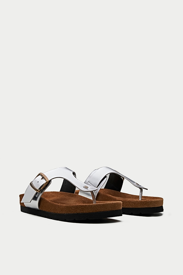 Silver Genuine Leather Flats by Oroh at Pernia's Pop Up Shop