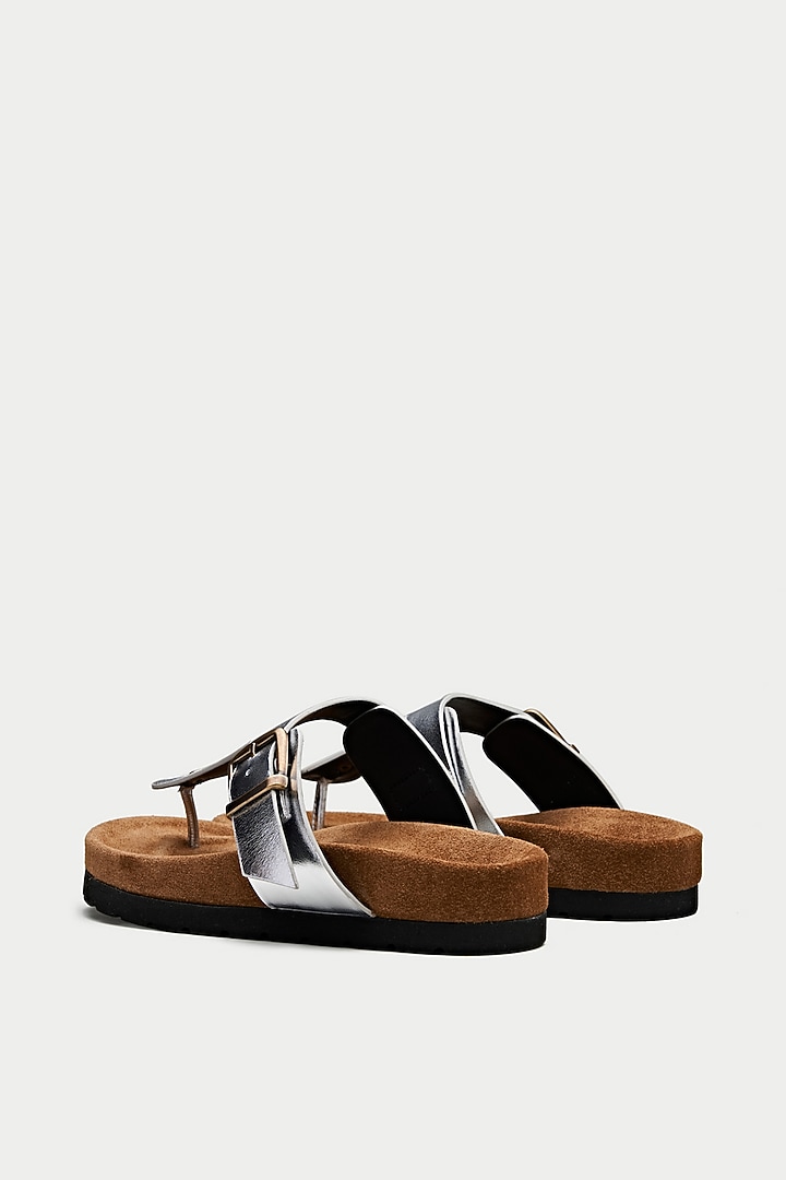 Silver Genuine Leather Flats by Oroh at Pernia's Pop Up Shop