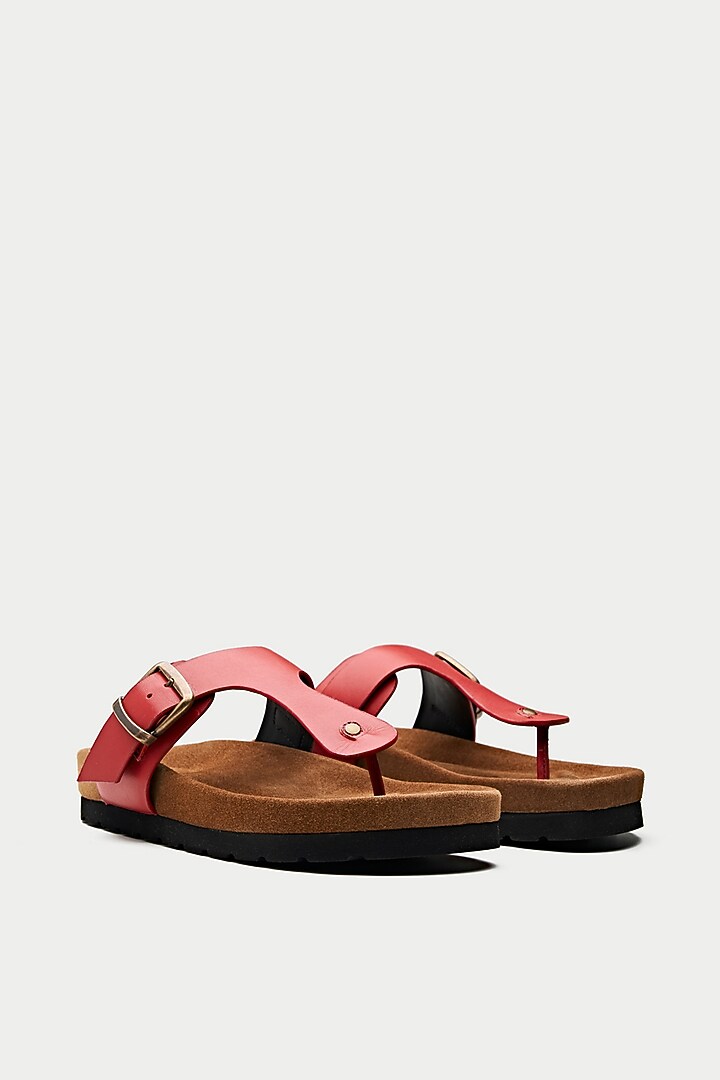 Red Genuine Leather Flats by Oroh at Pernia's Pop Up Shop