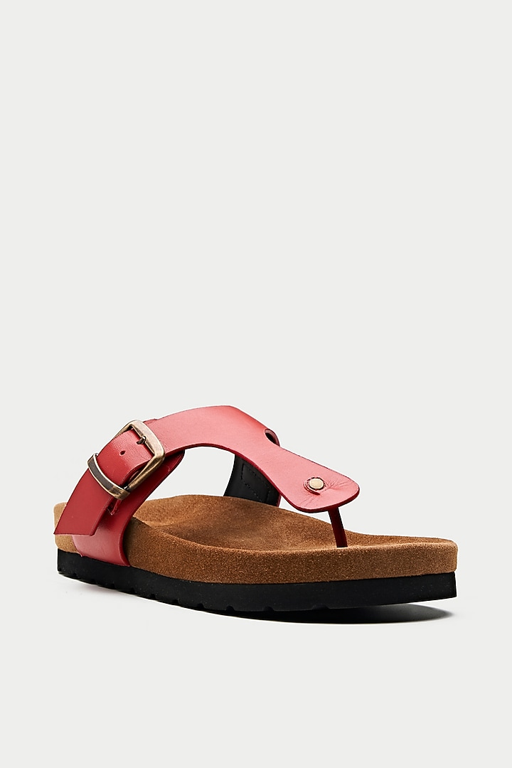 Red Genuine Leather Flats by Oroh at Pernia's Pop Up Shop