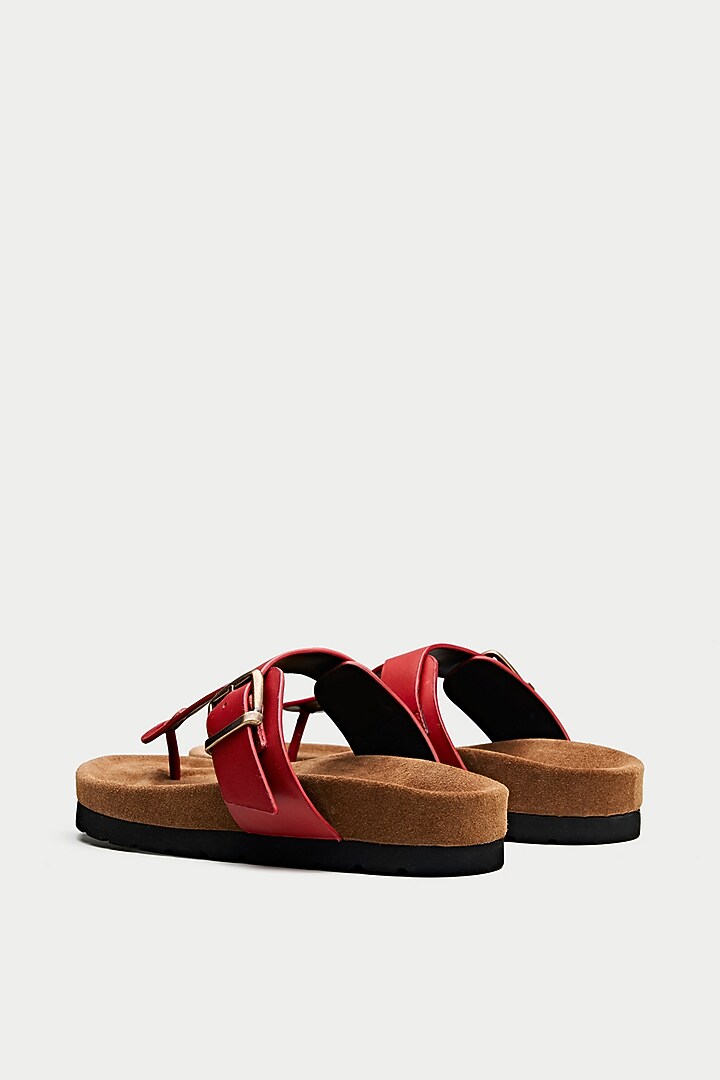 Red Genuine Leather Flats by Oroh at Pernia's Pop Up Shop