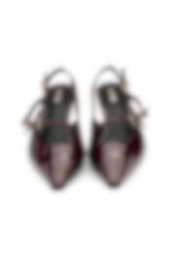 Maroon Genuine Leather Pump Heels by Oroh at Pernia's Pop Up Shop