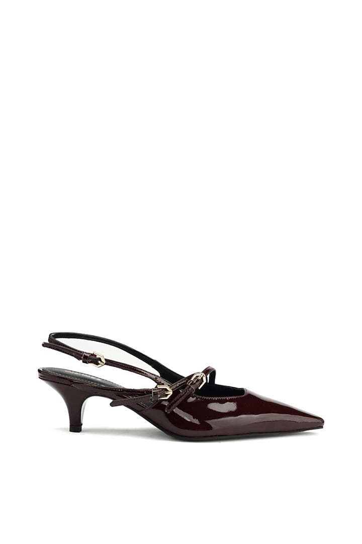 Maroon Genuine Leather Pump Heels by Oroh at Pernia's Pop Up Shop