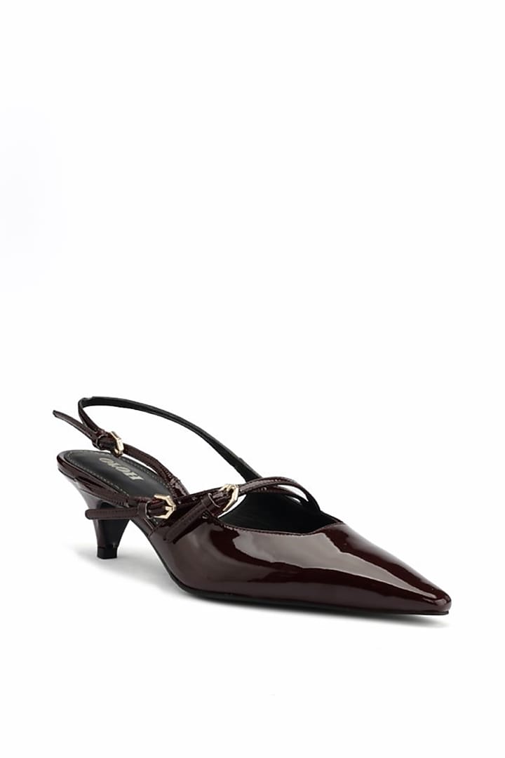 Maroon Genuine Leather Pump Heels by Oroh at Pernia's Pop Up Shop