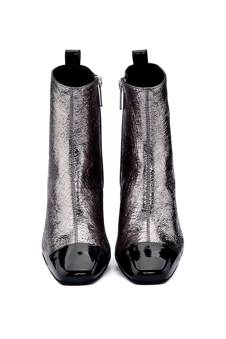 Silver Genuine Leather Ankle Boots by Oroh at Pernia's Pop Up Shop