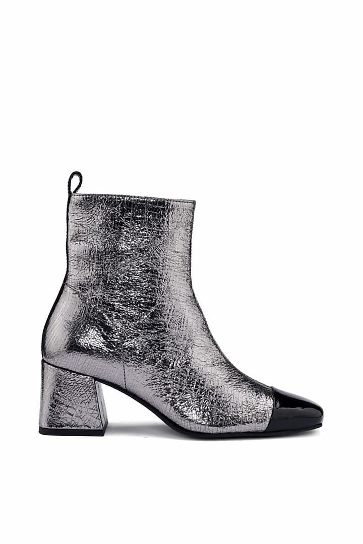 Silver Genuine Leather Ankle Boots by Oroh at Pernia's Pop Up Shop