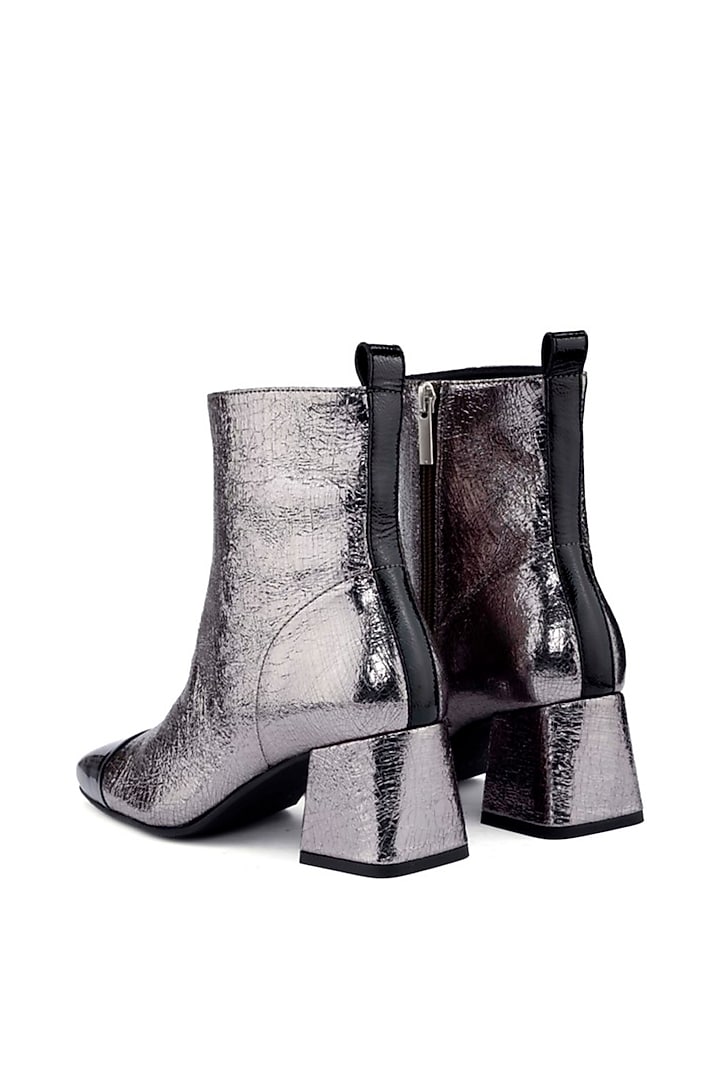 Silver Genuine Leather Ankle Boots by Oroh at Pernia's Pop Up Shop