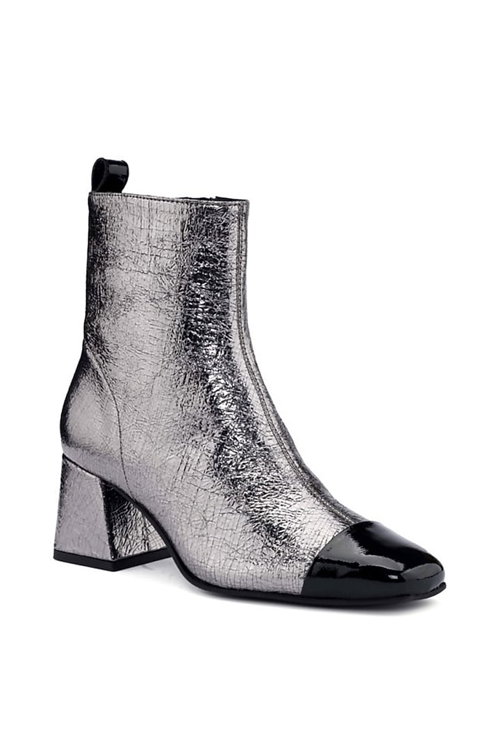Silver Genuine Leather Ankle Boots by Oroh at Pernia's Pop Up Shop