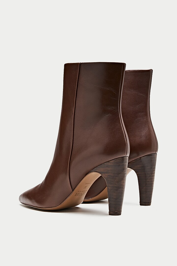 Brown Genuine Leather Snake Printed Ankle Boots by Oroh at Pernia's Pop Up Shop