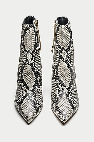 Multi-Colored Genuine Leather Snake Printed Ankle Boots by Oroh