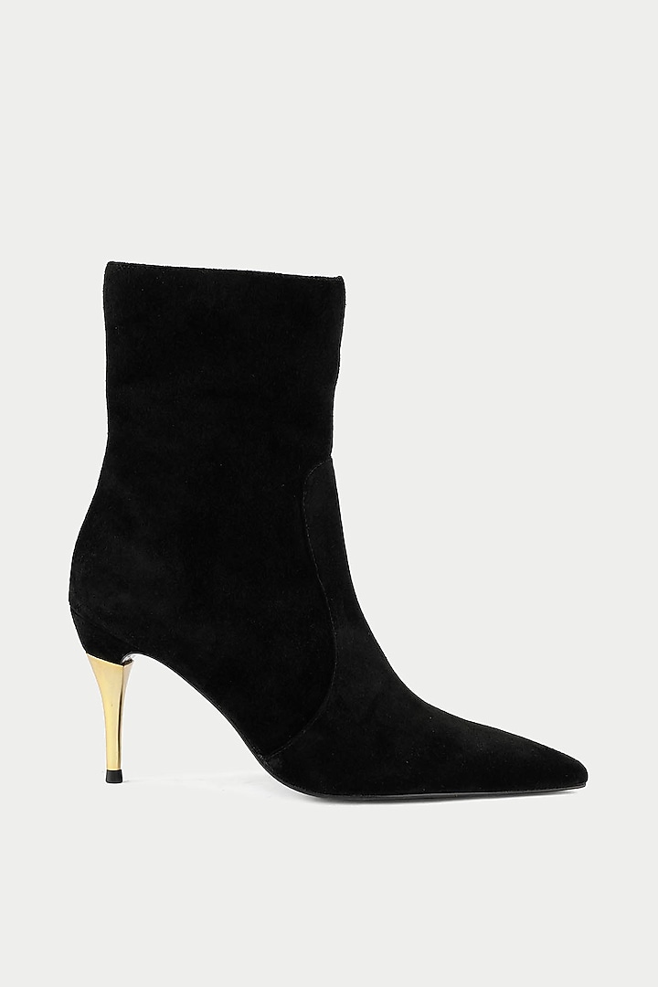 Black Genuine Leather & Suede Stiletto Ankle Boots by Oroh at Pernia's Pop Up Shop