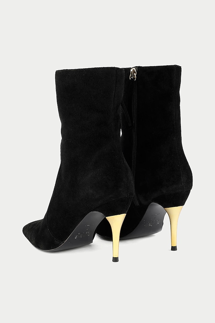 Black Genuine Leather & Suede Stiletto Ankle Boots by Oroh at Pernia's Pop Up Shop