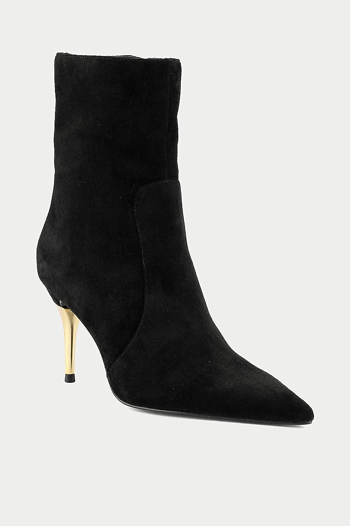 Black Genuine Leather & Suede Stiletto Ankle Boots by Oroh at Pernia's Pop Up Shop