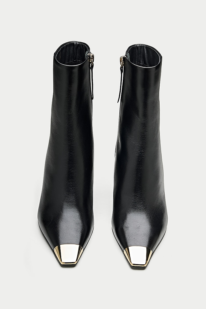 Black Genuine Leather Stiletto Ankle Boots by Oroh at Pernia's Pop Up Shop